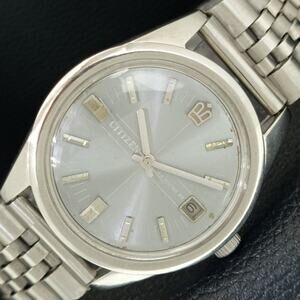 Vintage 1975 Citizen Manual Mens Silver Watch W/date & Crown accents